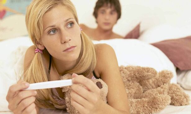 The girl has pregnant tests
