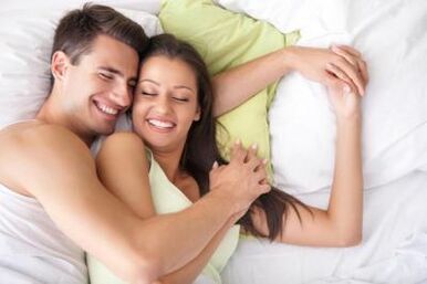 Guy happy in bed